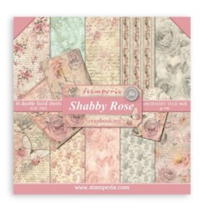 Plakboekpapier 30x30 Shabby Rozen Stamperia