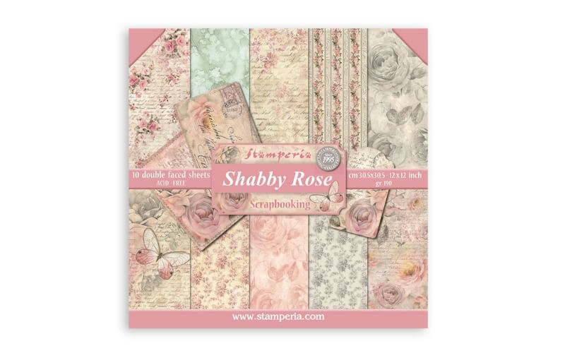 Plakboekpapier 30x30 Shabby Rozen Stamperia
