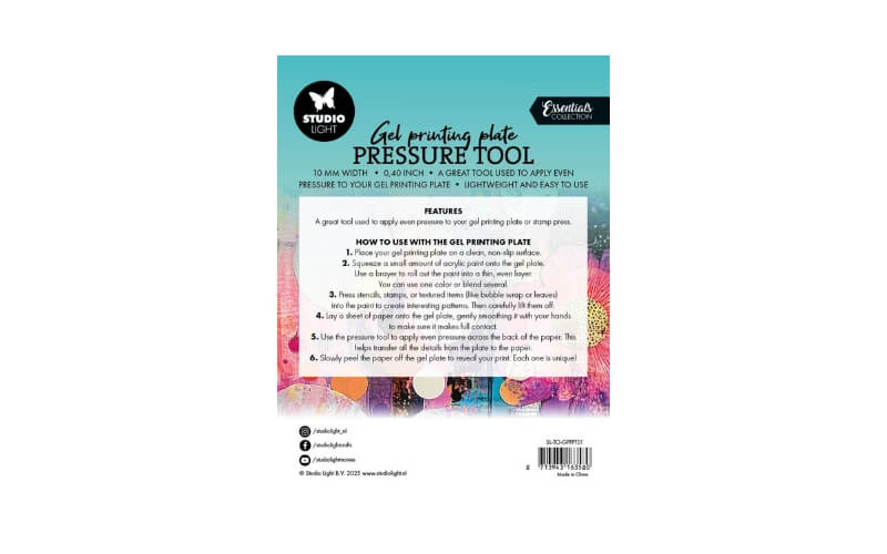 Pressure Tool t.b.v. Gel printing plate Studio Light