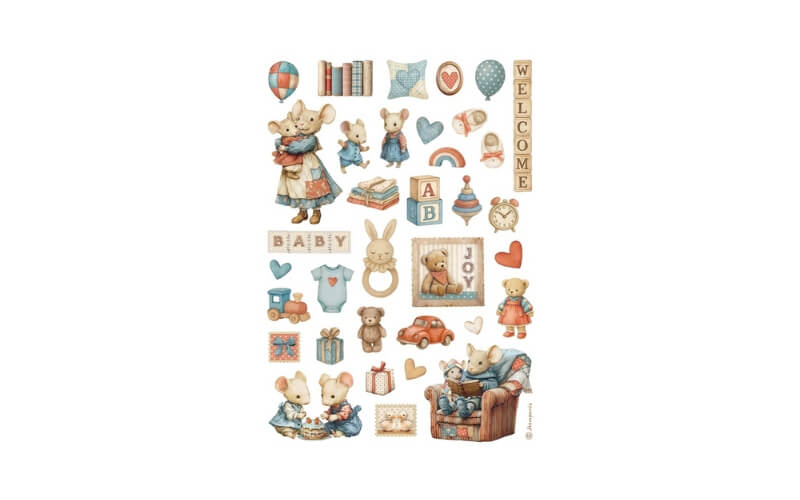 Rijstpapier A4 Baby Accessoires Stamperia