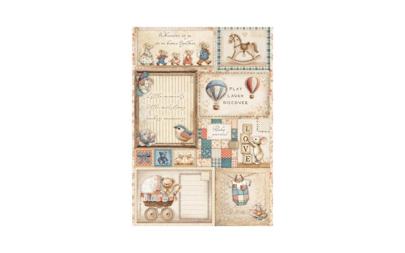 Rijstpapier A4 Baby Cards Stamperia