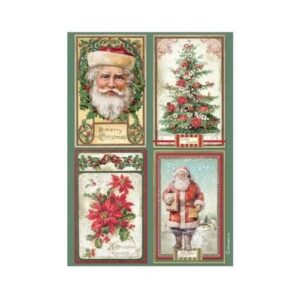 Rijstpapier A4 Classic Christmas 4 Cards Stamperia