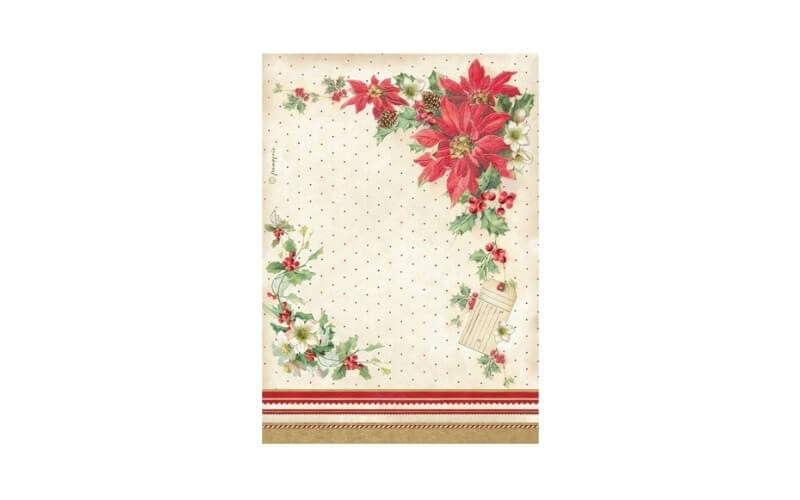Rijstpapier A4 Classic Christmas Poinsettia Stamperia