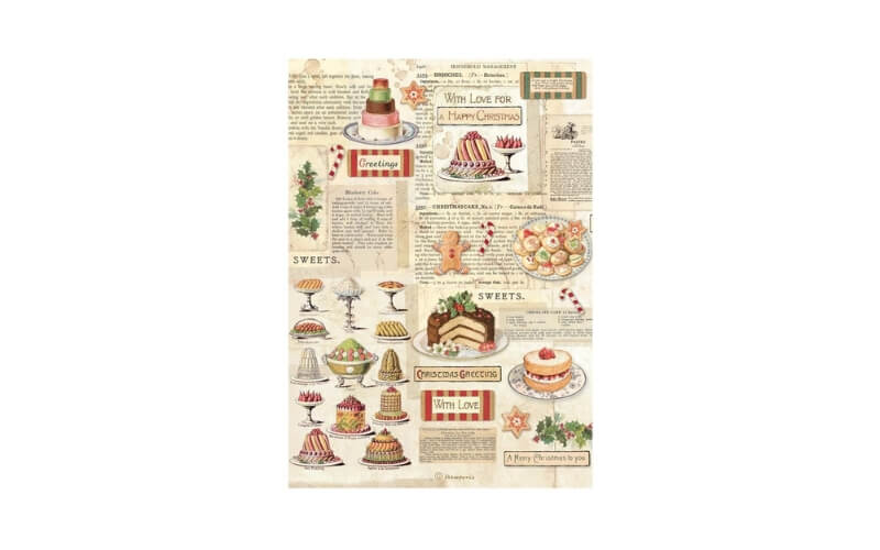 Rijstpapier A4 Classic Christmas Sweets Stamperia