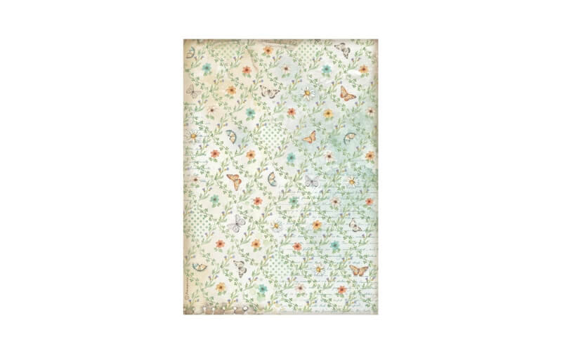 Rijstpapier A4 Daisy Art Flowers and Butterfly Stamperia
