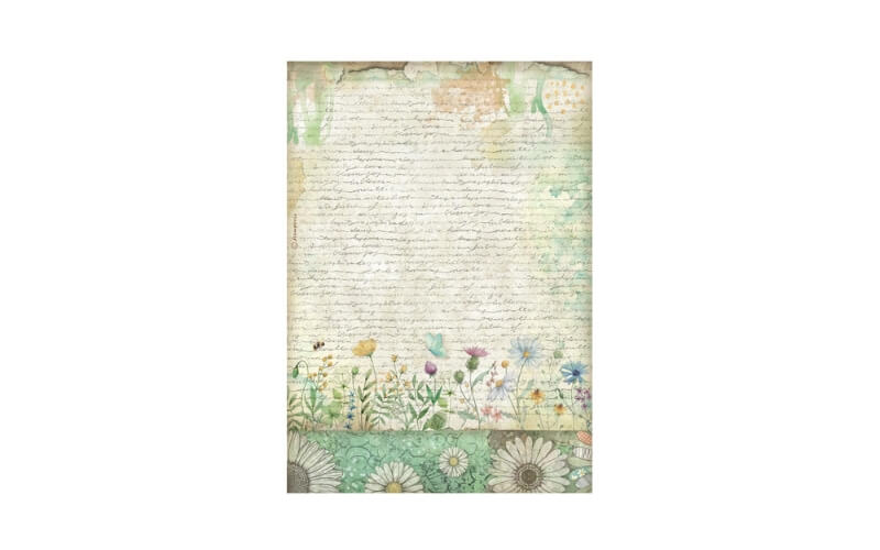 Rijstpapier A4 Daisy Art Letter with Flowers Stamperia