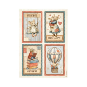 Rijstpapier A4 Family 4 Cards Stamperia
