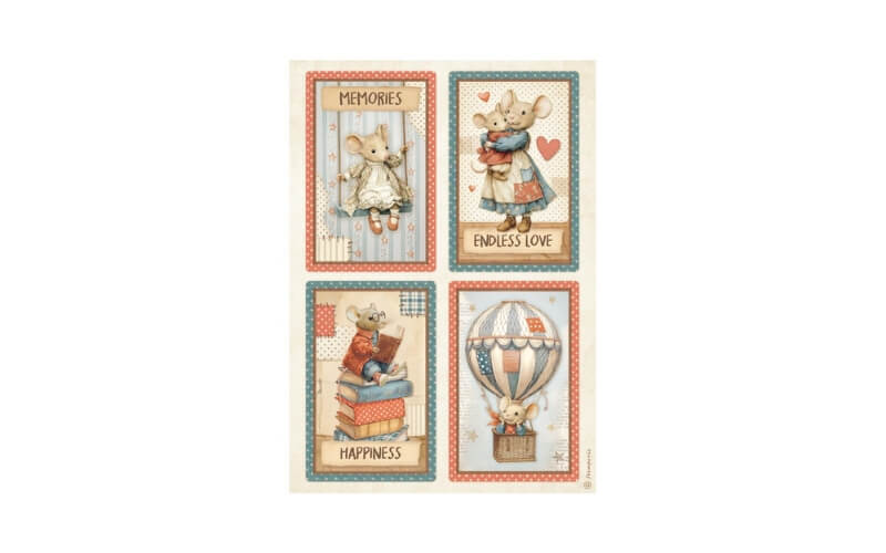 Rijstpapier A4 Family 4 Cards Stamperia