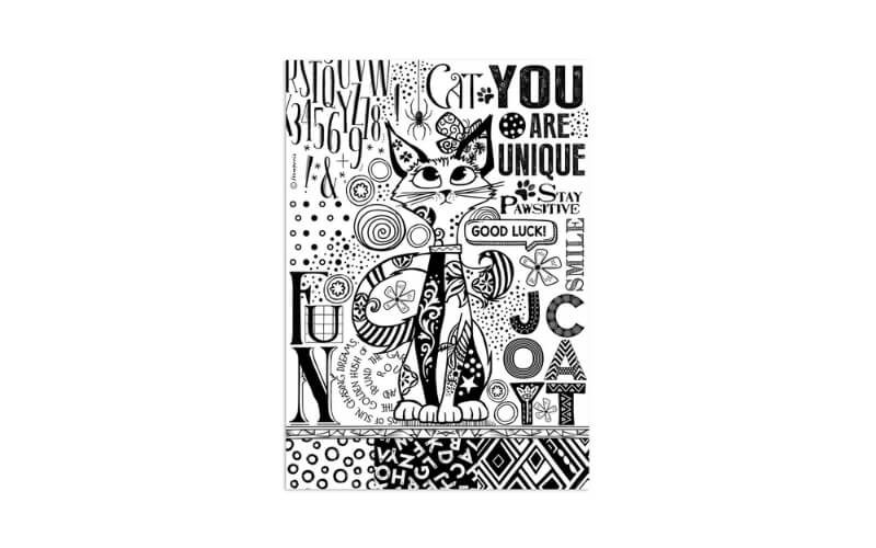 Rijstpapier A4 Furry Friends Cats Zwart Wit Stamperia
