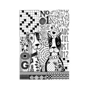 Rijstpapier A4 Furry Friends Dogs Zwart Wit Stamperia