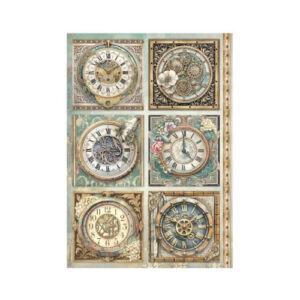 Rijstpapier A4 Gardens of Time 6 Clocks Stamperia