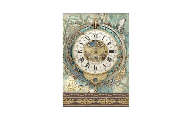 Rijstpapier A4 Gardens of Time Big Clock Stamperia