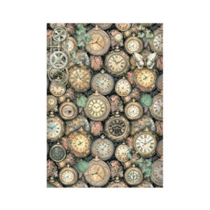 Rijstpapier A4 Gardens of Time Clock Pattern Stamperia