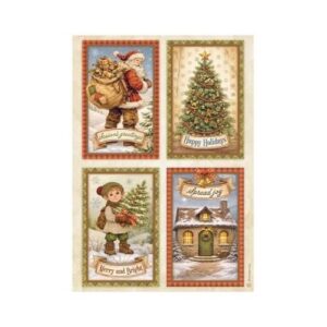 Rijstpapier A4 Silent Night 4 Cards Stamperia