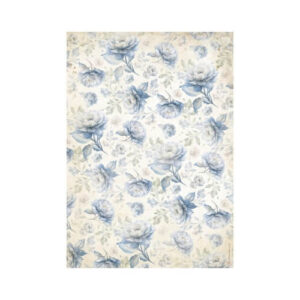 Rijstpapier A4 Timeless Blauw Bloempatroon Stamperia