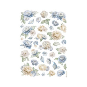 Rijstpapier A4 Timeless Rozen en Blauwe Bloemen Stamperia
