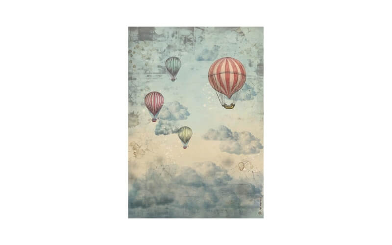 Rijstpapier A4 Voyages Fantastiques Luchtballon Stamperia