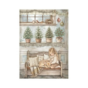 Rijstpapier A4 White Christmas Little Girl Stamperia