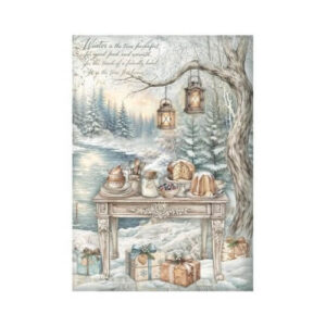 Rijstpapier A4 White Christmas Table Stamperia