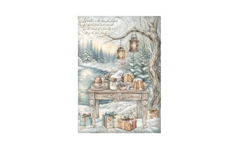 Rijstpapier A4 White Christmas Table Stamperia
