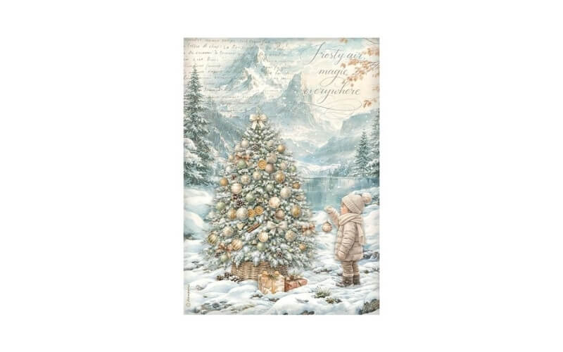 Rijstpapier A4 White Christmas Sellection Stamperia