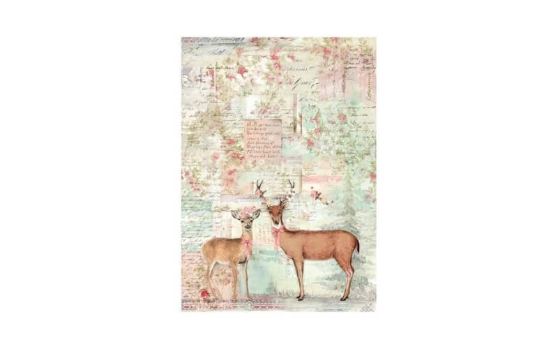 Rijstpapier A4 Winter Magic Deer Stamperia