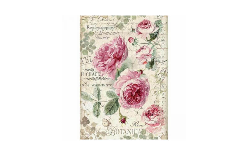 Rijstpapier Botanische Engelse Rozen Stamperia A4