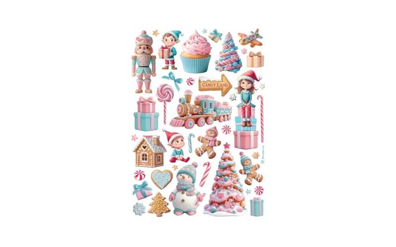 Rijstpapier Candy Christmas Collectie Stamperia A4