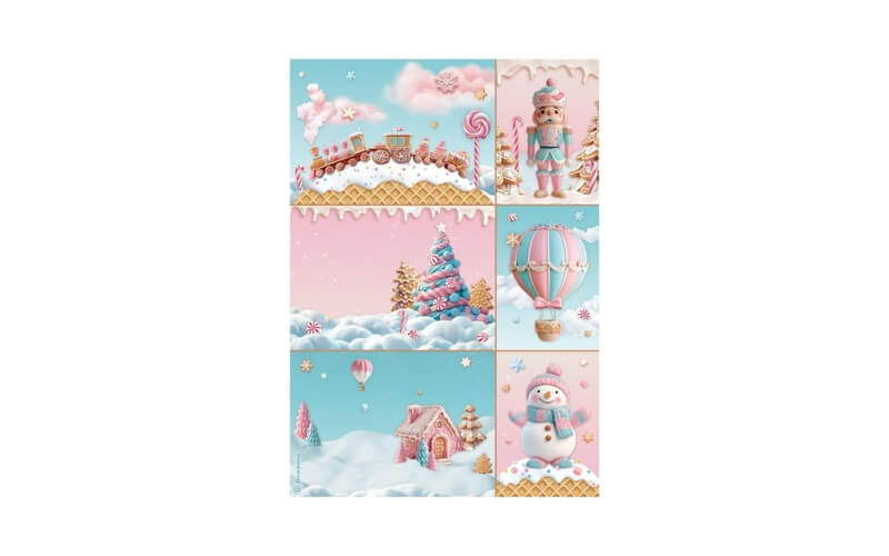 Rijstpapier Candy Christmas Kaarten Stamperia A4