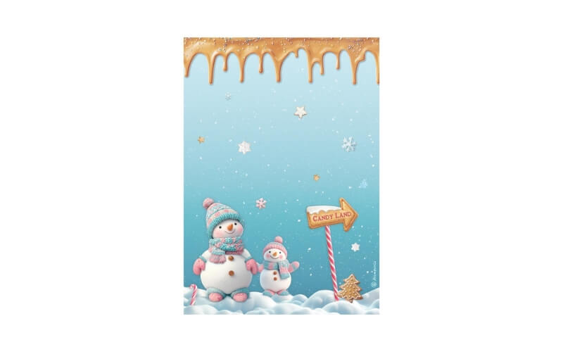 Rijstpapier Candy Christmas Sneeuwpop Stamperia A4