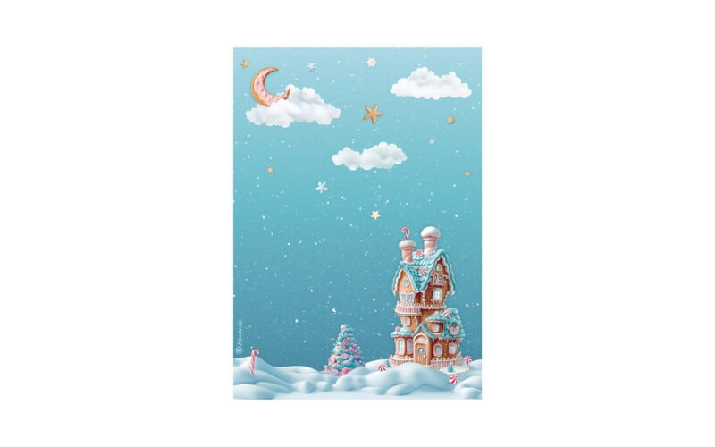 Rijstpapier Candy Christmas Snoephuisje Stamperia A4