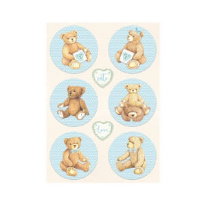 Rijstpapier Daydream Rounds Bear Blauw A4 Stamperia