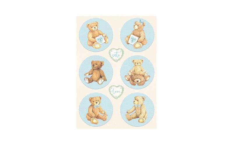 Rijstpapier Daydream Rounds Bear Blauw A4 Stamperia