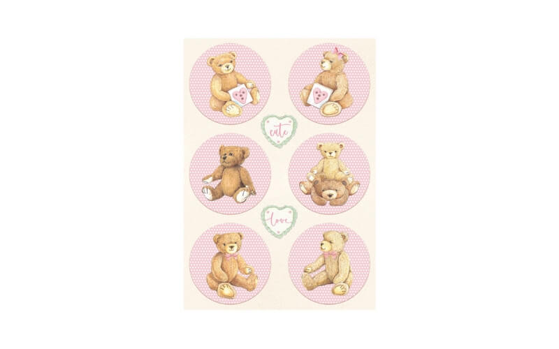 Rijstpapier Daydream Rounds Bear Roze A4 Stamperia