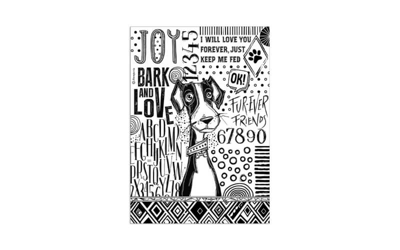 Rijstpapier Furry Friends Hond Zwart en Wit Stamperia A4