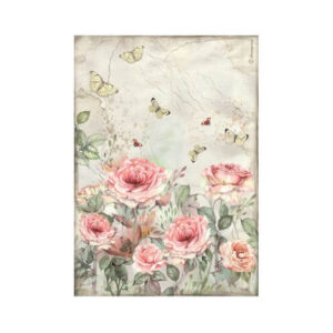 Rijstpapier House of Roses Rozen en Vlinders A4 Stamperia