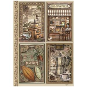 Rijstpapier Koffie-Chocola Kaarten Stamperia A4