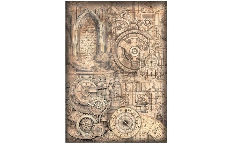 Rijstpapier Mechanisch Patroon Stamperia A4
