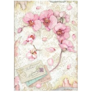 Rijstpapier A4 Roze Orchidee Stamperia 