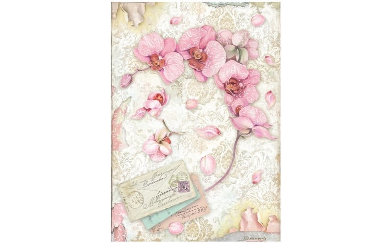Rijstpapier A4 Roze Orchidee Stamperia