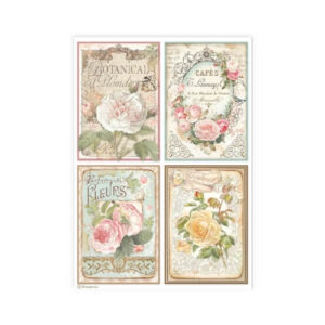 Rijstpapier Roses 4 Kaarten A4 Stamperia