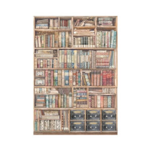 Rijstpapier Venetië Vintage Boekenkast Stamperia A4