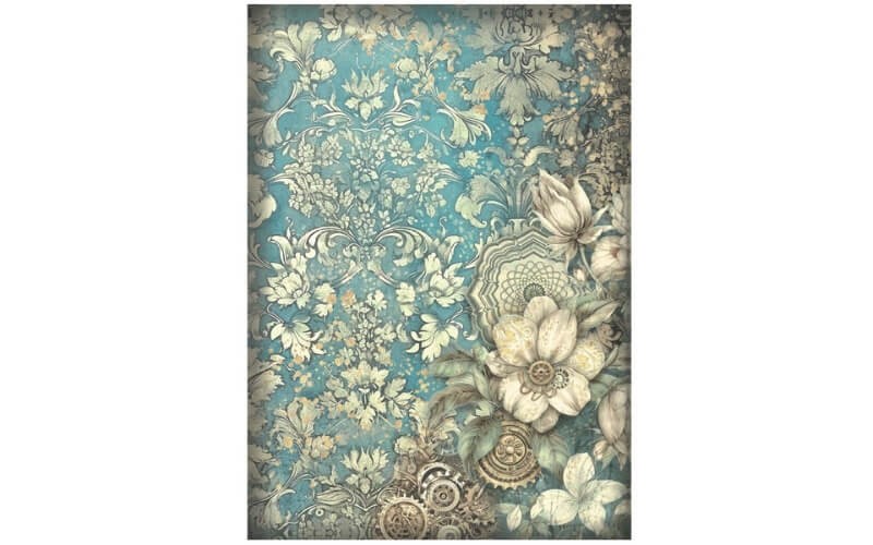 Rijstpapier Witte Bloemen Stamperia A4