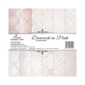 Plakboekpapier 20x20 Roze Damast Decorer