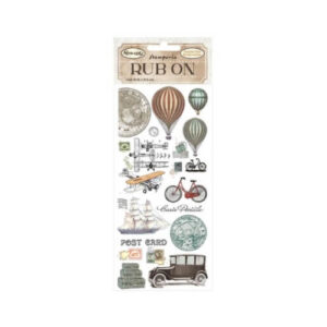 Rub-on Rond de Wereld Luchtballon Stamperia