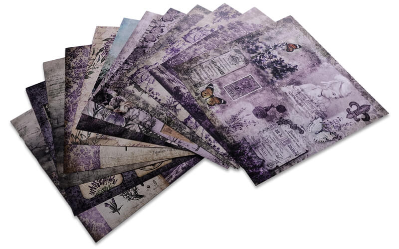 Plakboekpapier 15x15 Vintage Lavendel