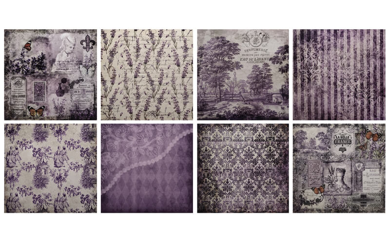 Plakboekpapier 15x15 Vintage Lavendel