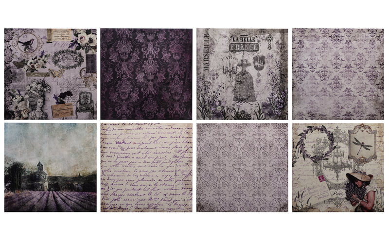 Plakboekpapier 15x15 Vintage Lavendel
