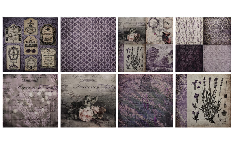 Plakboekpapier 15x15 Vintage Lavendel