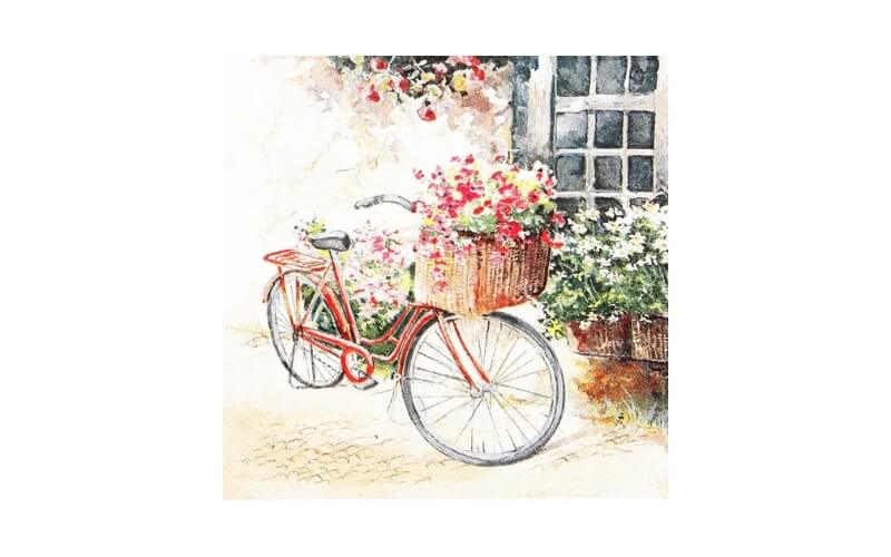 Servetten Bloemen Fiets